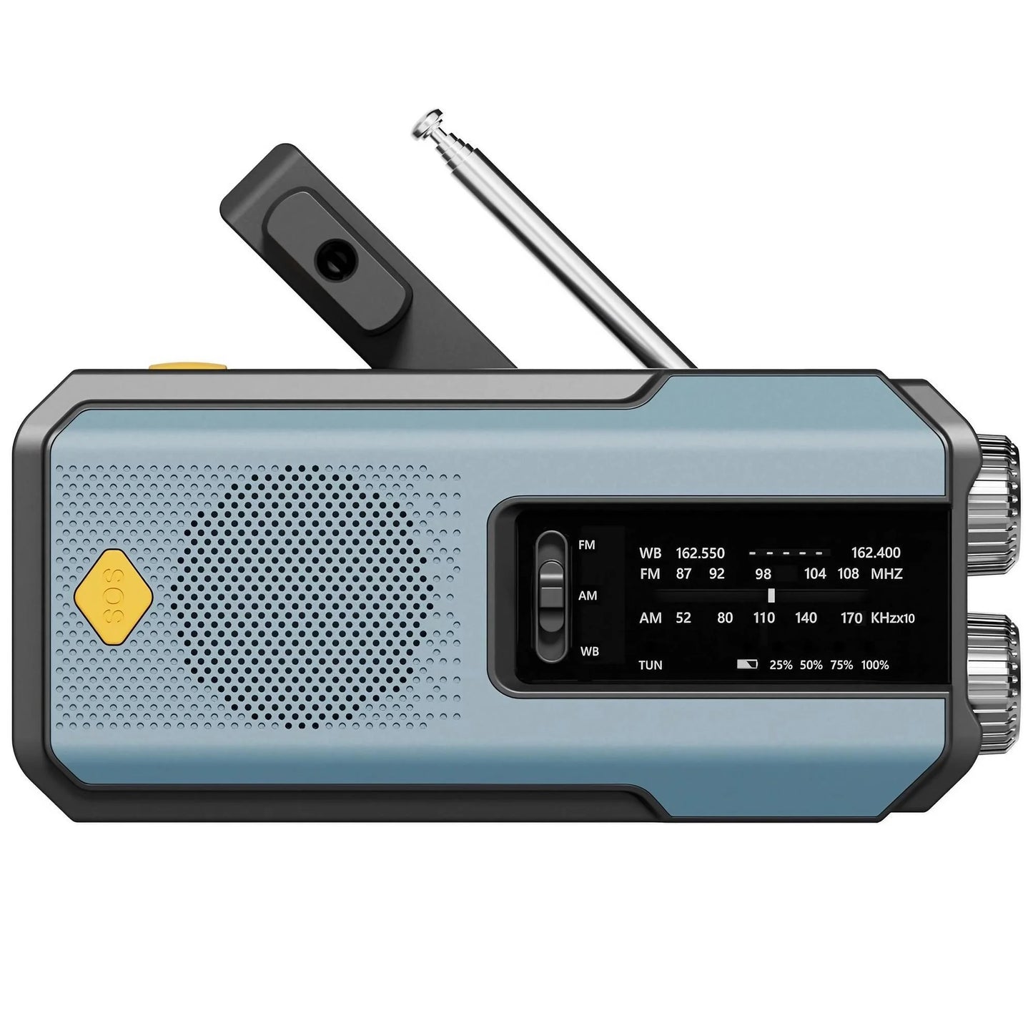 Emergency Weather Radio FM AM WB - Solar Hand Crank 2000mAh LED