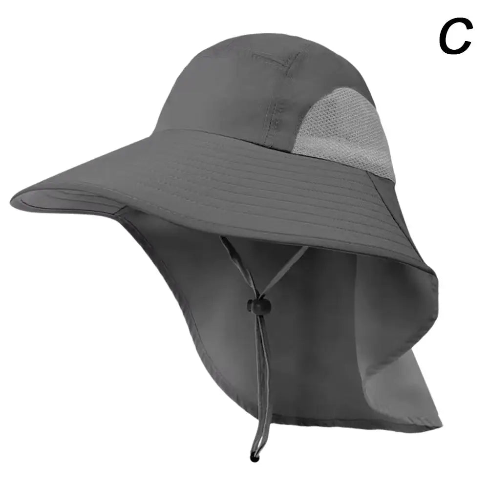 Wide Brim Hat with Neck Flap Anti-UV - Adjustable Polyester Outdoor