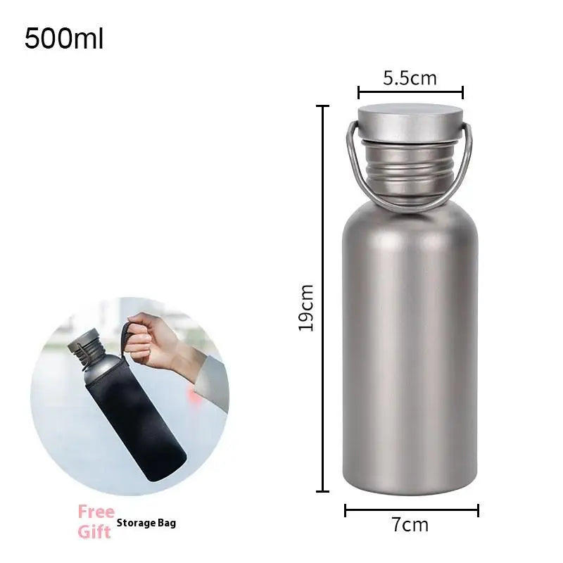 99.8% Pure Titanium Ultra-Light Bottle - 3 Sizes 500ml/600ml/750ml Premium Outdoor