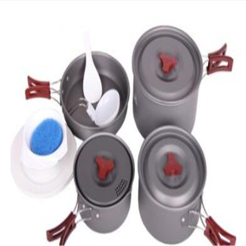 3-Piece Alumina Camping Cookware Set - Nestable Pot Set 660g