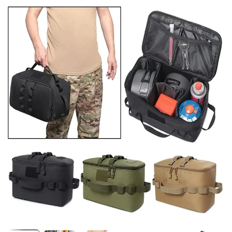 Outdoor Camping Storage Bag Large Capacity Gas Stove Canister Pot Carry Bag Sack Picnic Bag Cookware Utensils Organizer 