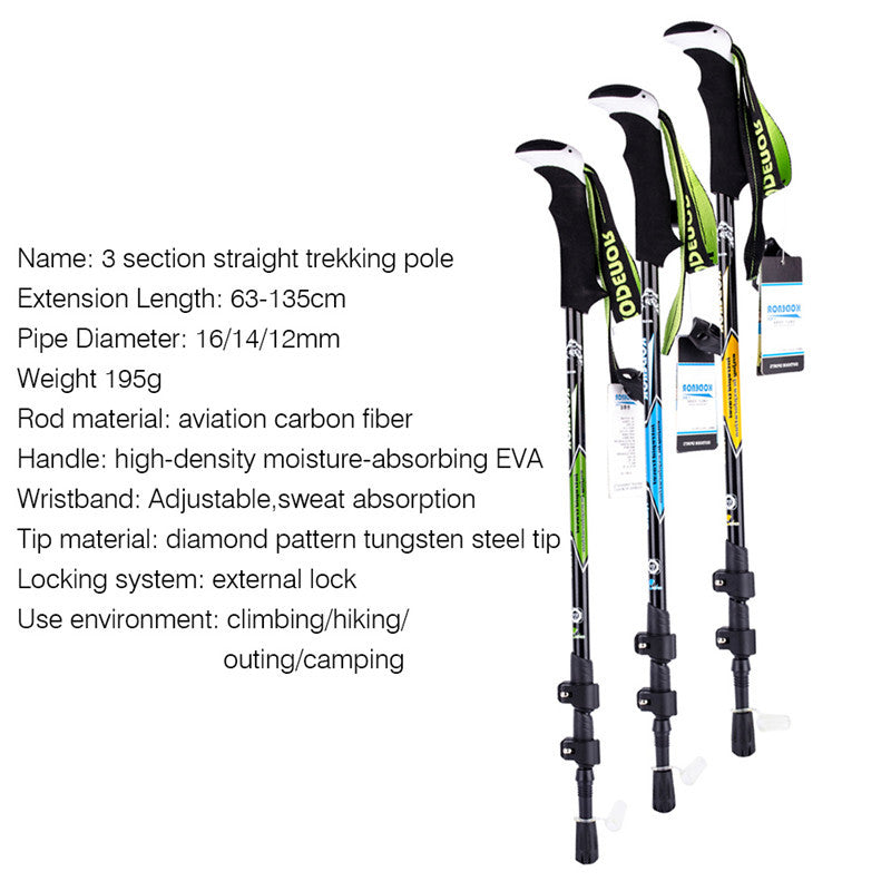 Carbon Fiber Telescopic Hiking Pole - 215g Ultra-Light