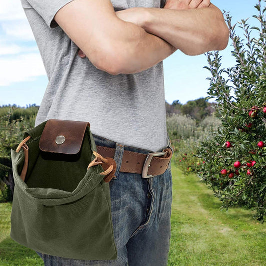 Vintage Foldable Waist Bag Hiking Leather 22x21cm