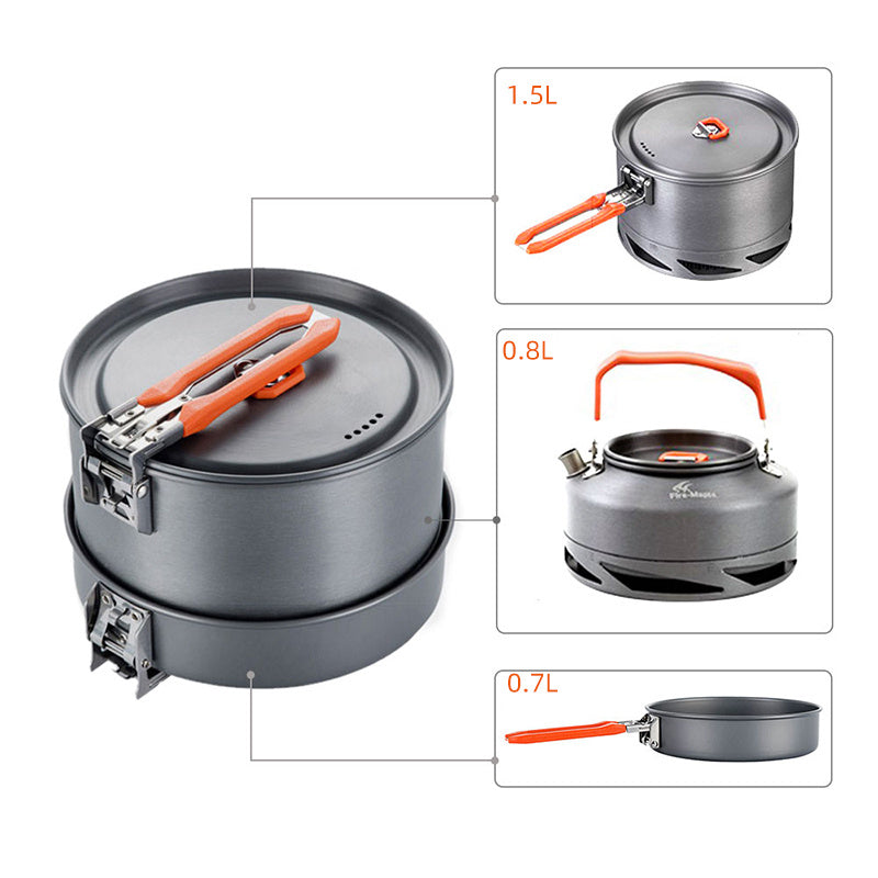 Alumina Camping Cookware Set 3 Pieces Portable