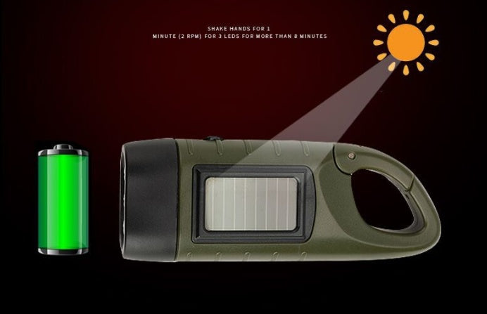 Solar &amp; Dynamo Flashlight | Battery-Free LED | Emergency &amp; Outdoor