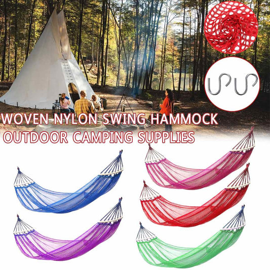 Rainbow Nylon Camping Hammock - Portable 190x130cm Durable
