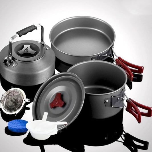 3-Piece Alumina Camping Cookware Set - Nestable Pot Set 660g