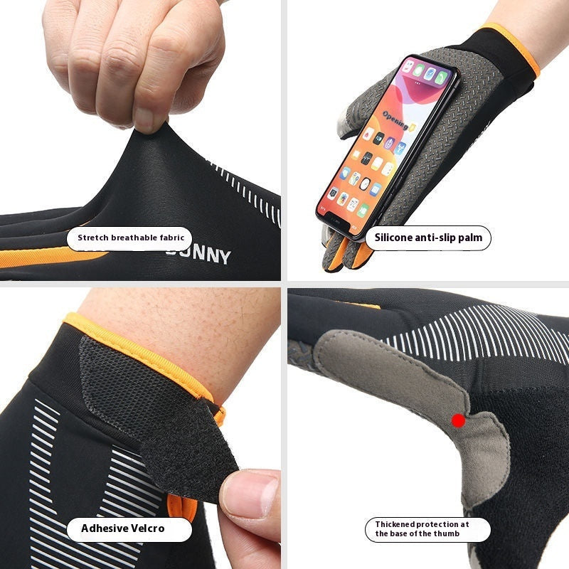 Cycling Gloves Sun Protection Nylon - Shock Absorption Resistant 4 Colors AED4