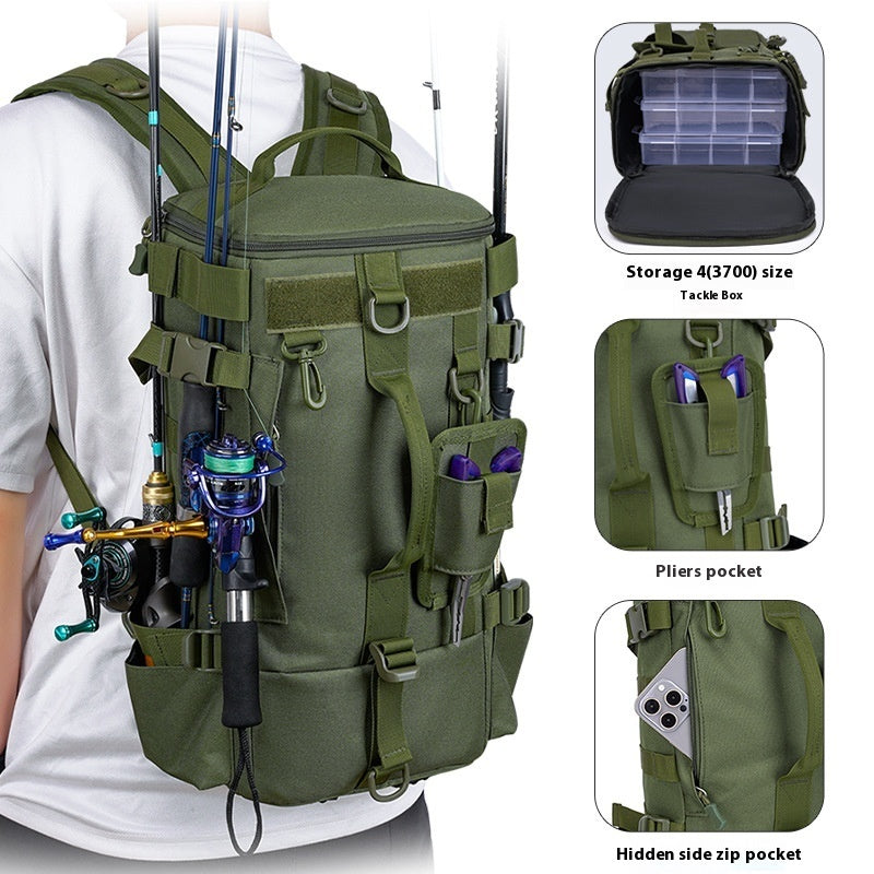 Multifunctional Hiking Backpack, Waterproof Oxford Cloth Fishing Sports Bag