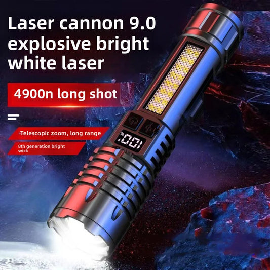 Waterproof LED Flashlight Type-C - Zoom COB Camping Portable