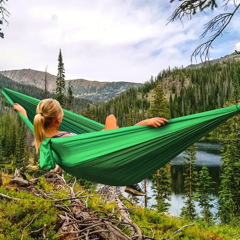 Portable Camping Hammock, Nylon Parachute - Durable, Easy Installation