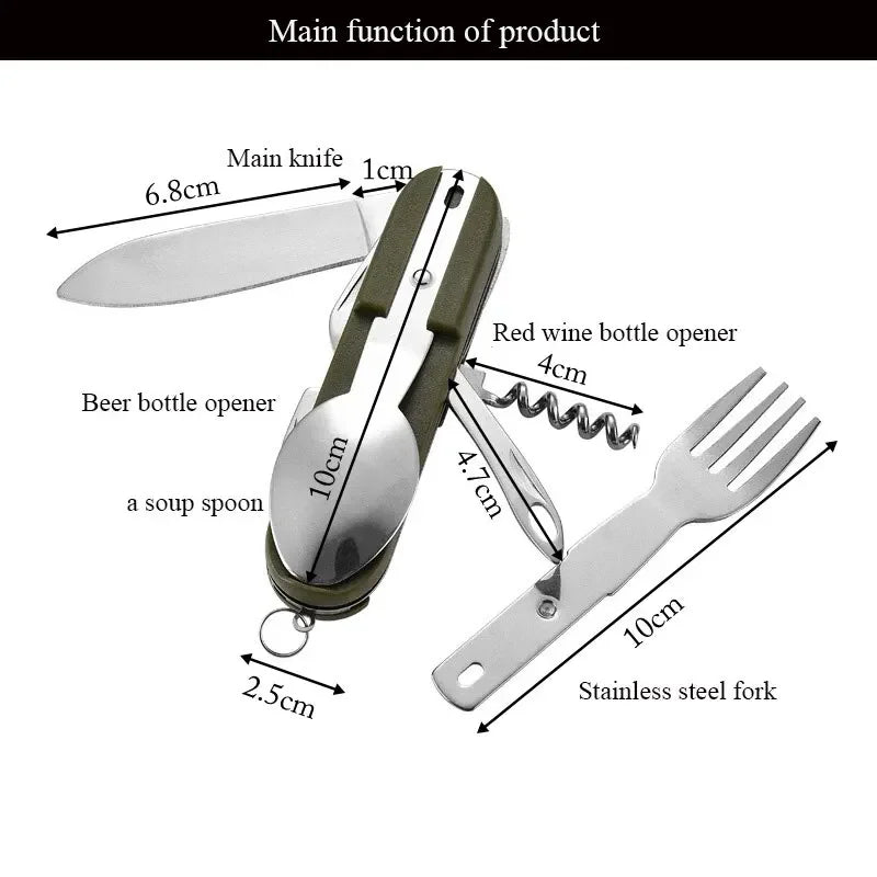 7 in 1 Camping Cutlery Set Stainless Steel Foldable