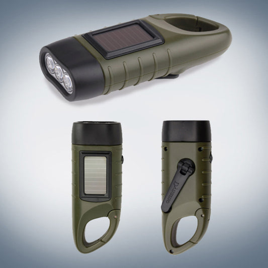 Solar &amp; Dynamo Flashlight | Battery-Free LED | Emergency &amp; Outdoor