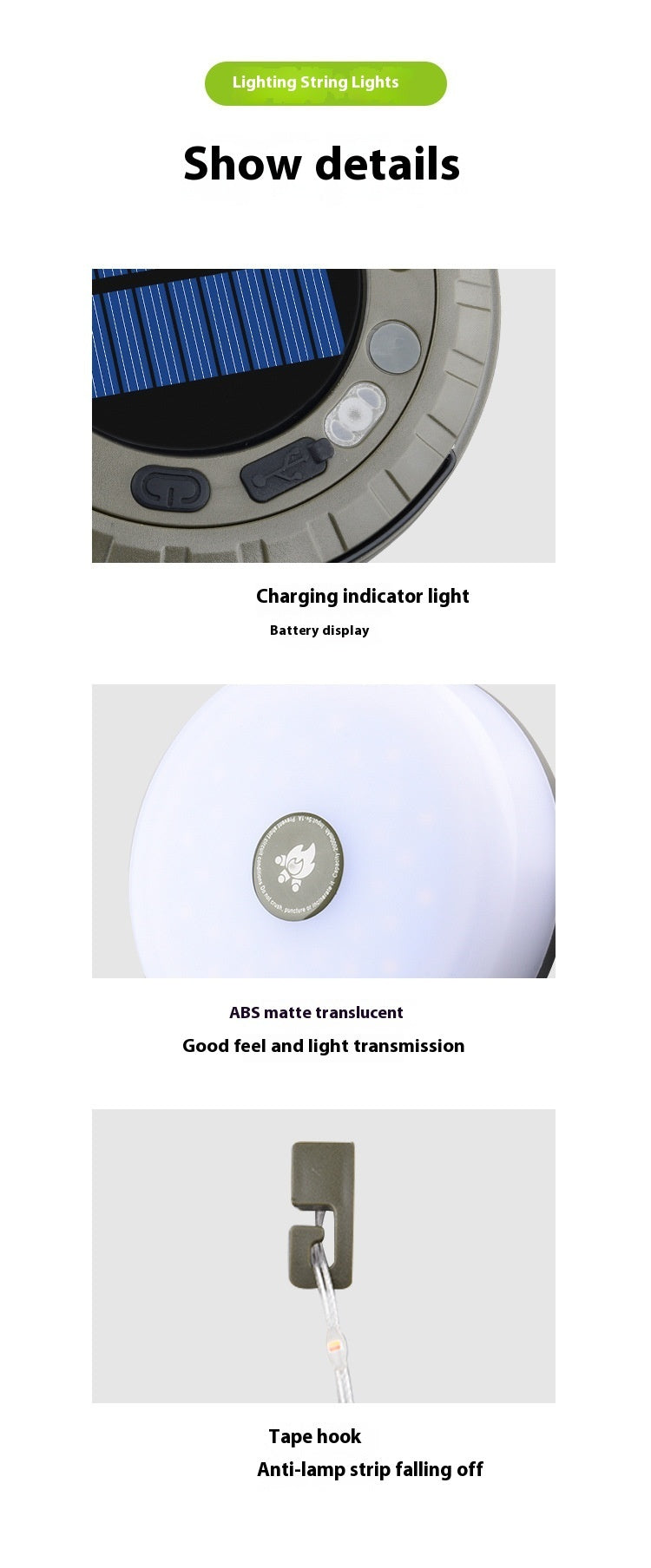 Solar Camping Tent Lamp - Eco-Friendly Outdoor Lighting 269g