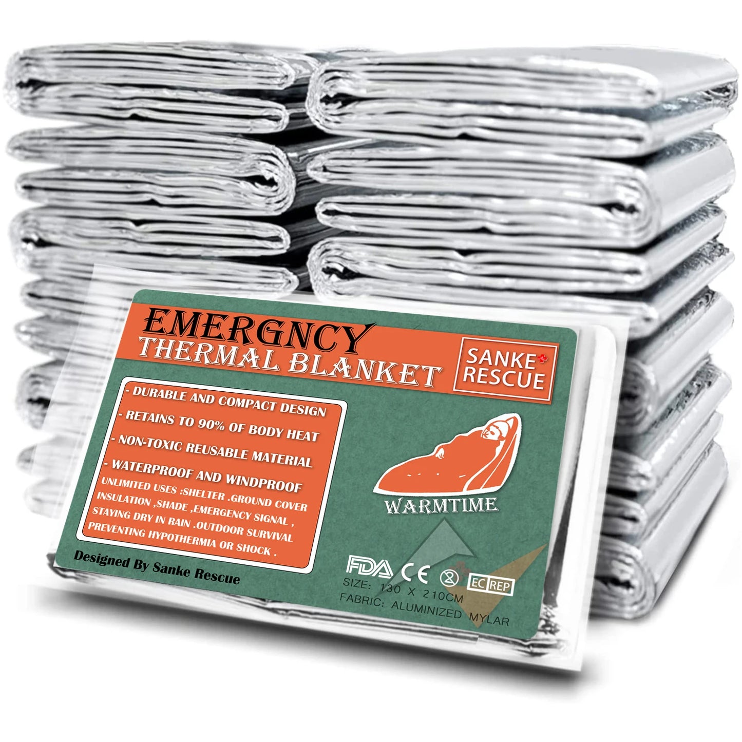NASA Mylar Thermal Blanket - 4 Piece Survival Pack