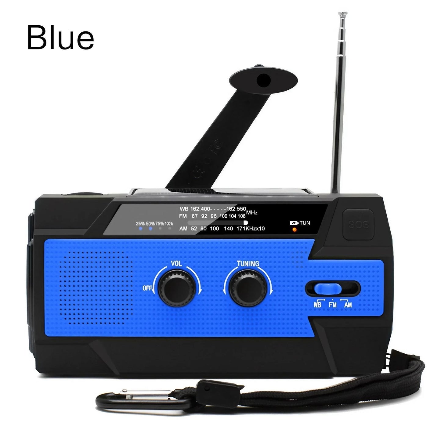 Emergency Weather Radio FM AM WB - Solar Hand Crank 2000mAh LED