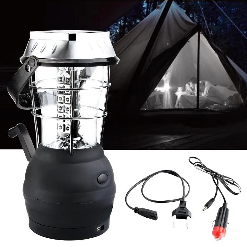 Solar Camping Light with Hand Crank - Rechargeable 1200mAh