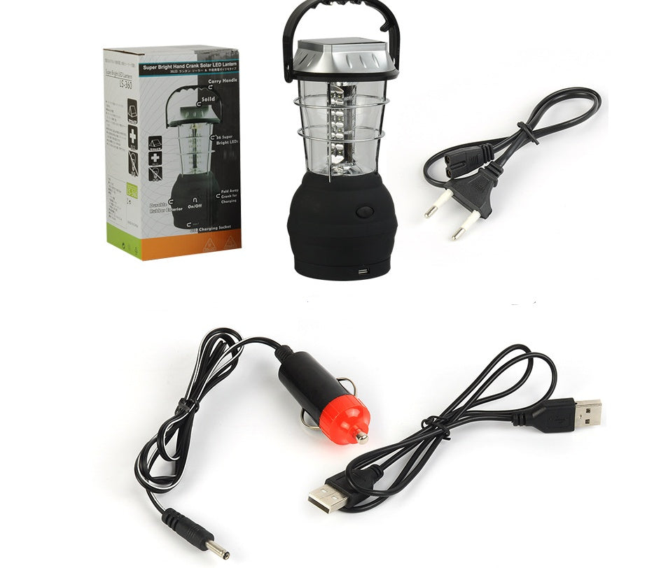 Solar Camping Light with Hand Crank - Rechargeable 1200mAh