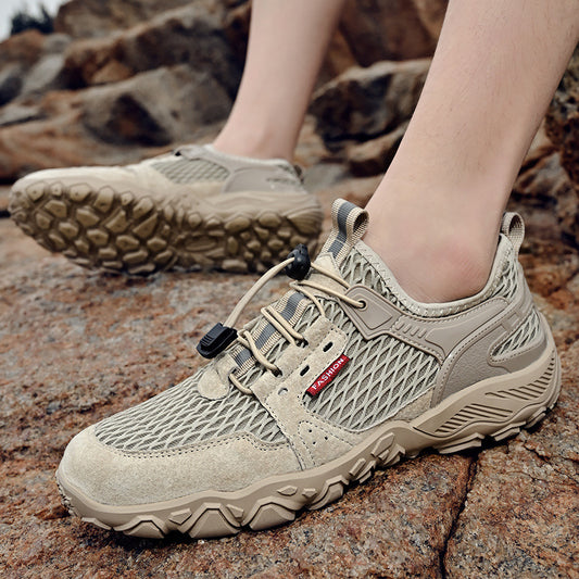 Men's Breathable Leather Hiking Shoes Summer Sport 780g