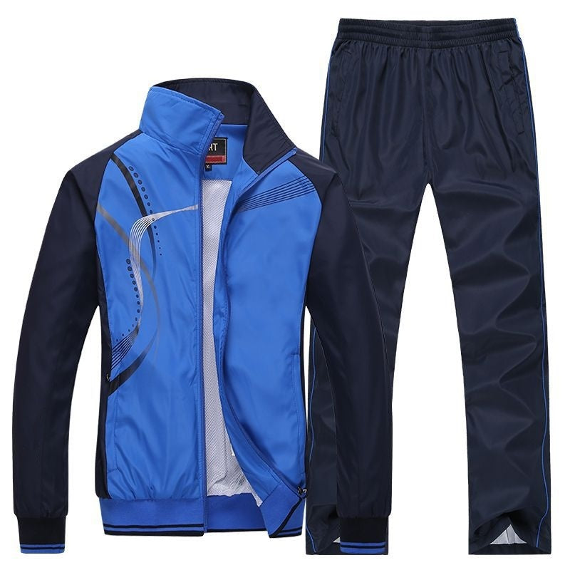 Mixed Couple Sports Outfit - Spring-Autumn Striped Tracksuit 710g
