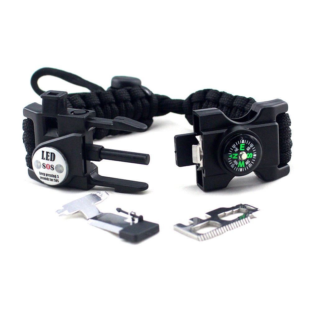 Adjustable braided parachute cord survival bracelet