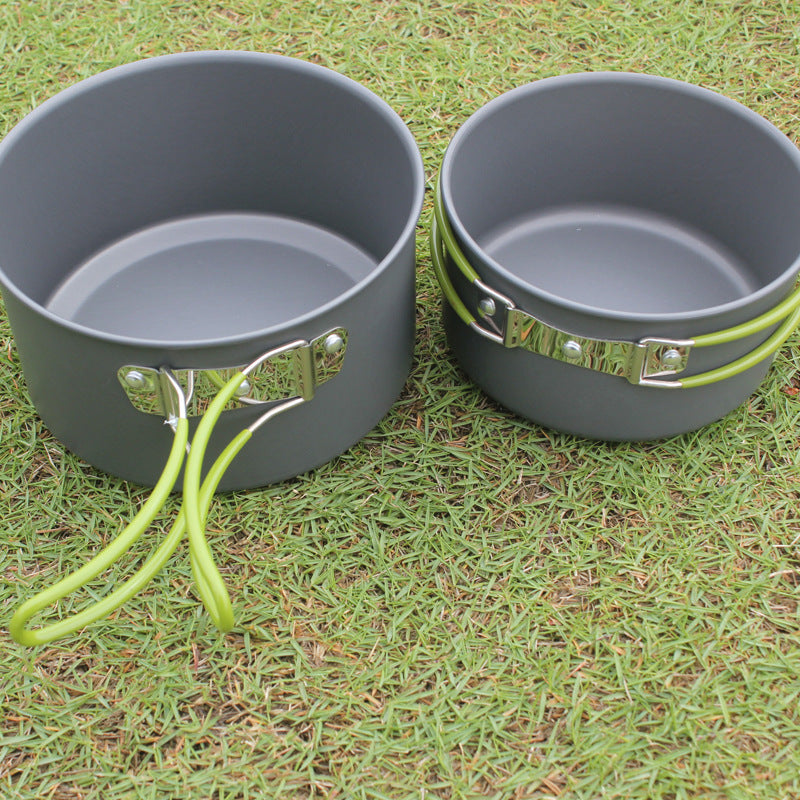 8 Piece Anodized Aluminum Camping Cookware Set - Complete Set for 2-3 People