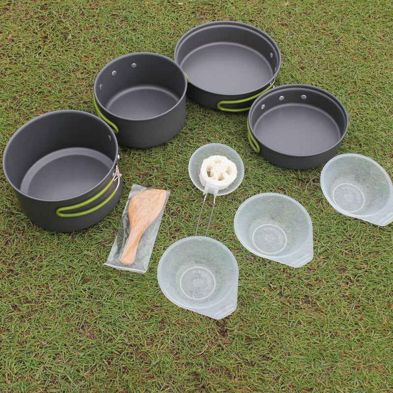 8 Piece Anodized Aluminum Camping Cookware Set - Complete Set for 2-3 People