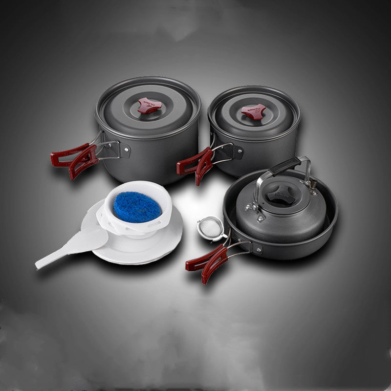 3-Piece Alumina Camping Cookware Set - Nestable Pot Set 660g