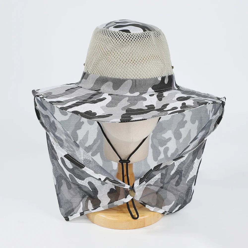 Breathable Mesh Fishing Hat - Wide Brim Nylon Anti-UV Foldable