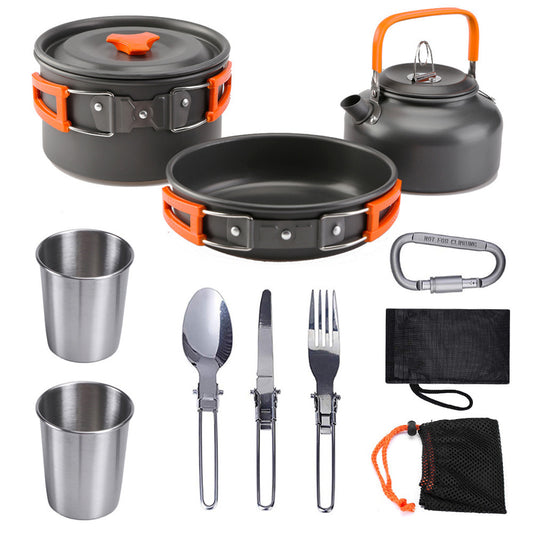 1.2L Double Wall Outdoor Kettle with Utensil Kit - Camping 2-3 People