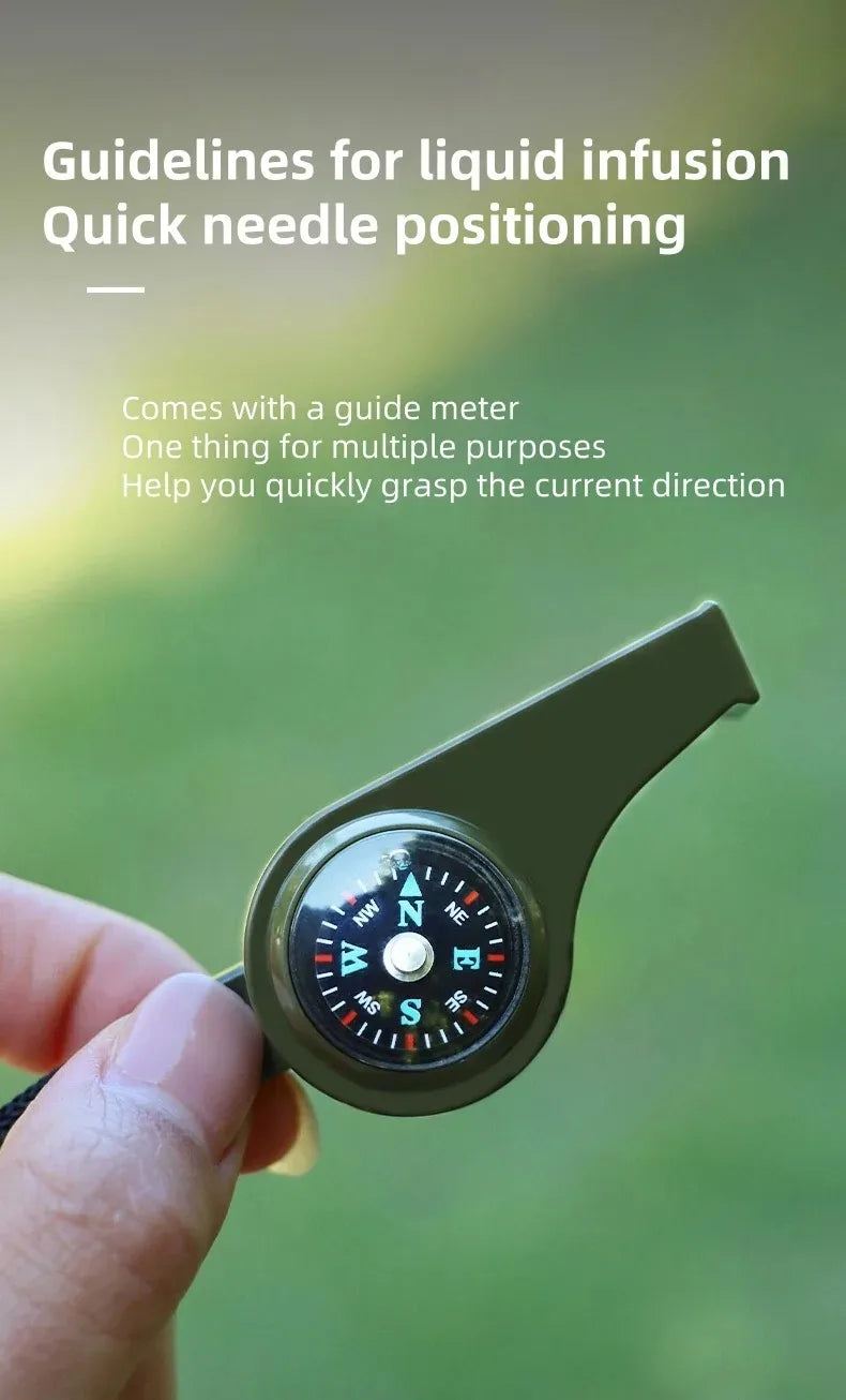 3-in-1 Survival Whistle - Compass Thermometer Camping