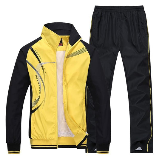 Mixed Couple Sports Outfit - Spring-Autumn Striped Tracksuit 710g