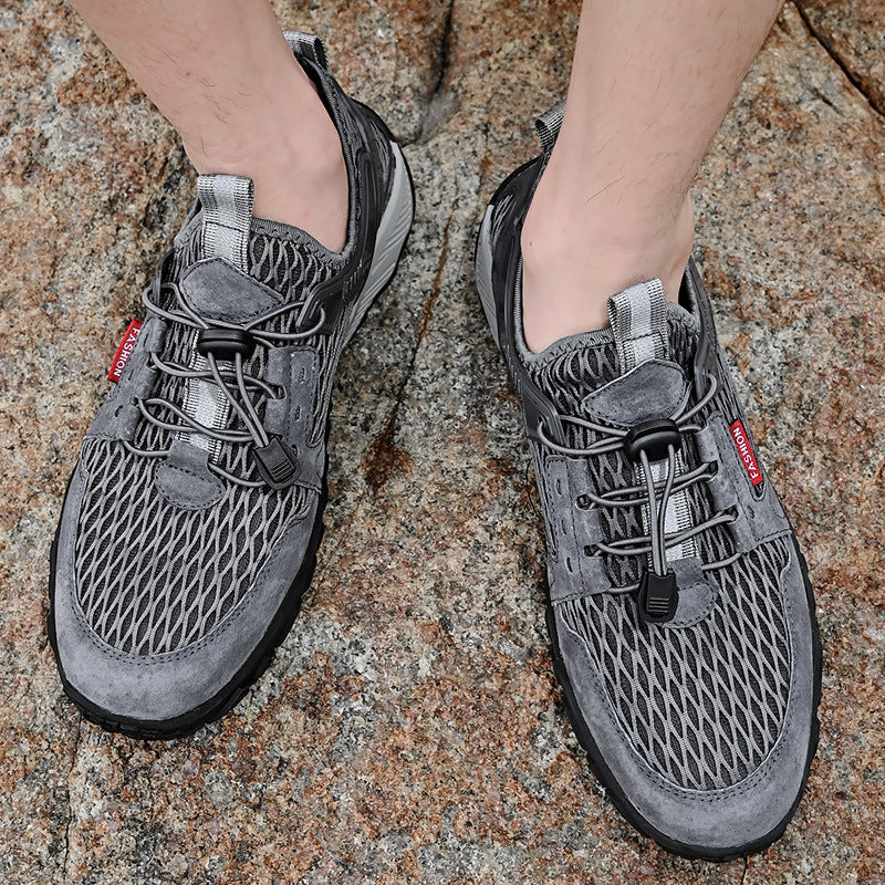 Men's Breathable Leather Hiking Shoes Summer Sport 780g