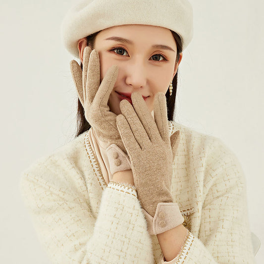 Women's Thick Cashmere Gloves - Touchscreen Warm Windproof 23cm