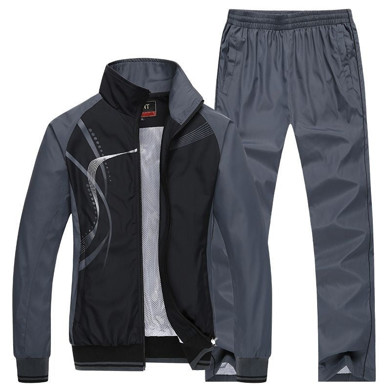 Mixed Couple Sports Outfit - Spring-Autumn Striped Tracksuit 710g