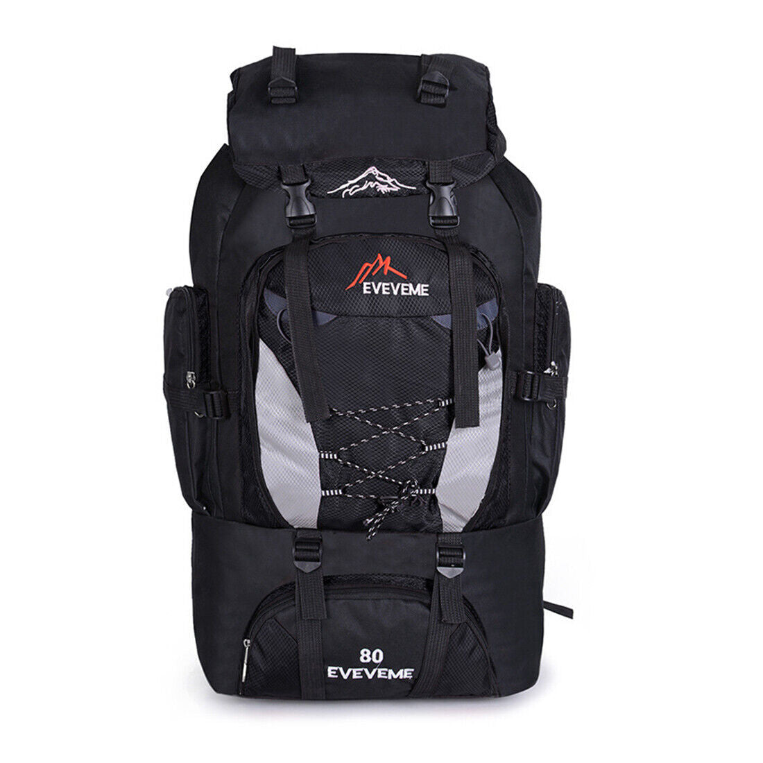 Extra Large 80L Waterproof Hiking Backpack Black