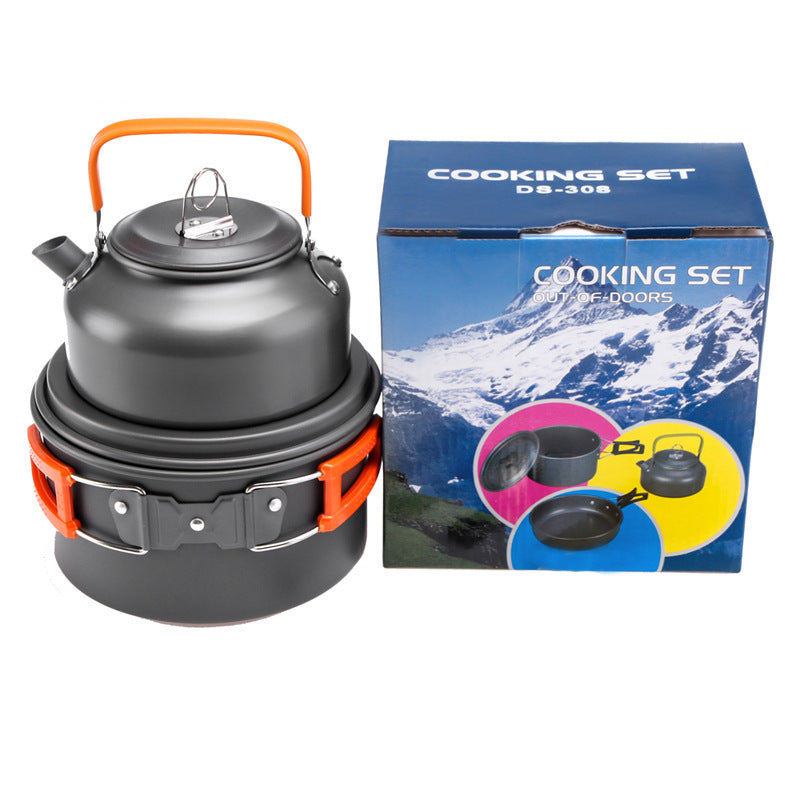 1.2L Double Wall Outdoor Kettle with Utensil Kit - Camping 2-3 People