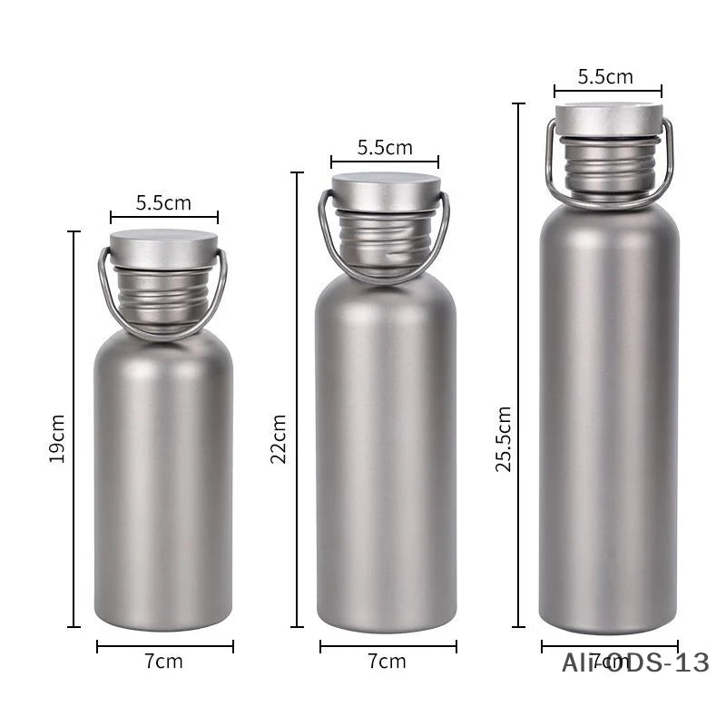 99.8% Pure Titanium Ultra-Light Bottle - 3 Sizes 500ml/600ml/750ml Premium Outdoor