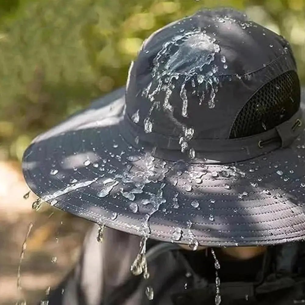 Wide Brim Hat with Neck Flap Anti-UV - Adjustable Polyester Outdoor