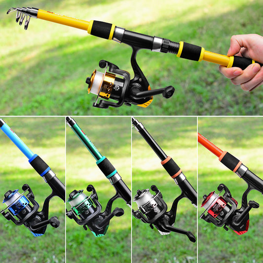 Telescopic Fishing Rod + Reel Kit - 1.5m/1.8m 5 Colors