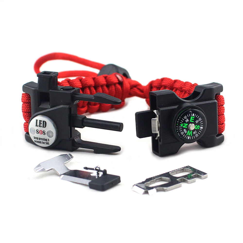 Adjustable braided parachute cord survival bracelet