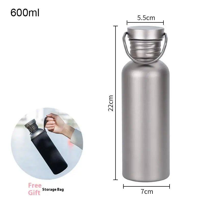 99.8% Pure Titanium Ultra-Light Bottle - 3 Sizes 500ml/600ml/750ml Premium Outdoor