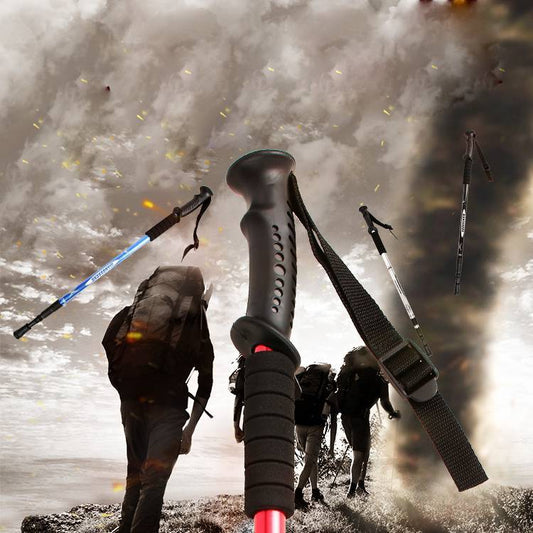Telescopic Aluminum Walking Stick Straight Handle - 335g
