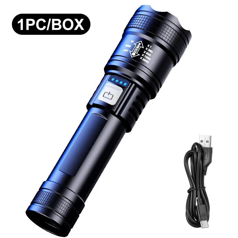 Ultra strong light long-range rechargeable flashlight for outdoor patrol, spotlight zoom aurora cannon, large floodlight laser c 