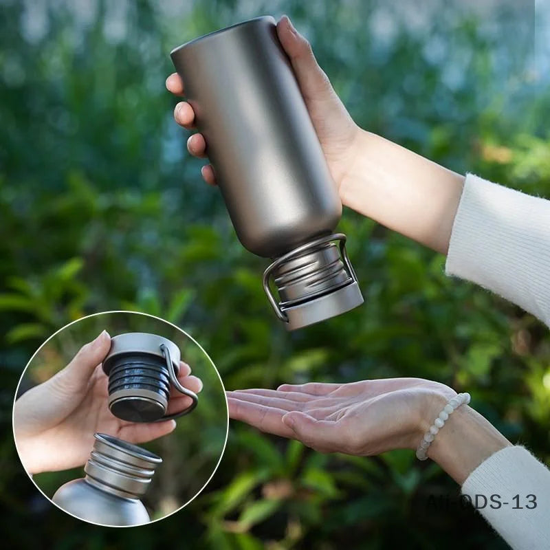99.8% Pure Titanium Ultra-Light Bottle - 3 Sizes 500ml/600ml/750ml Premium Outdoor