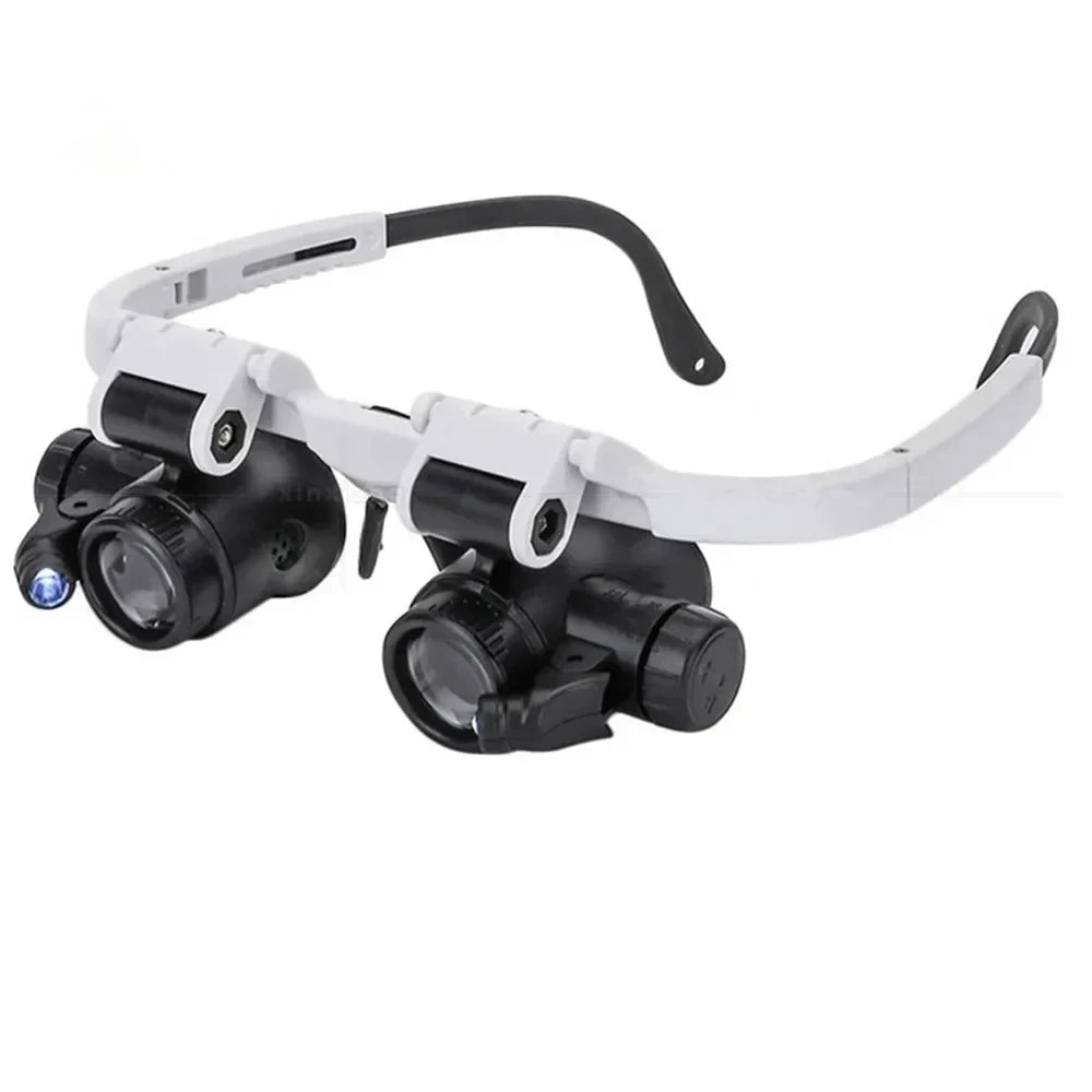 Magnifying Glass 8X/15X/23X Jeweler Watchmaker with LED Light Telescopic Headband Magnifier Glasses Reading Loupes Eyewear 