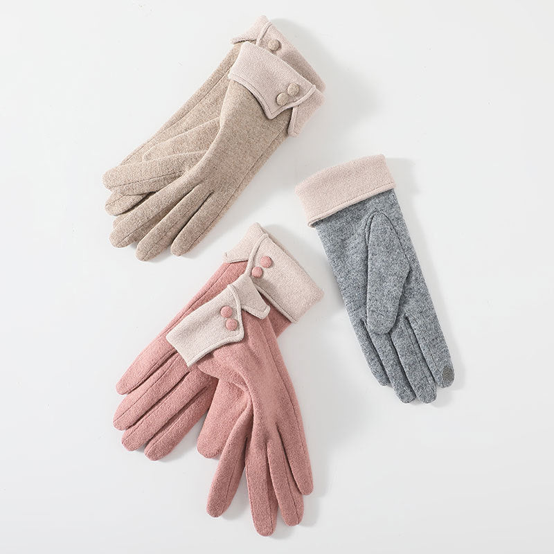 Women's Thick Cashmere Gloves - Touchscreen Warm Windproof 23cm
