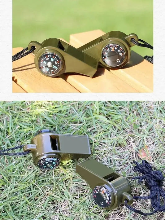 3-in-1 Survival Whistle - Compass Thermometer Camping