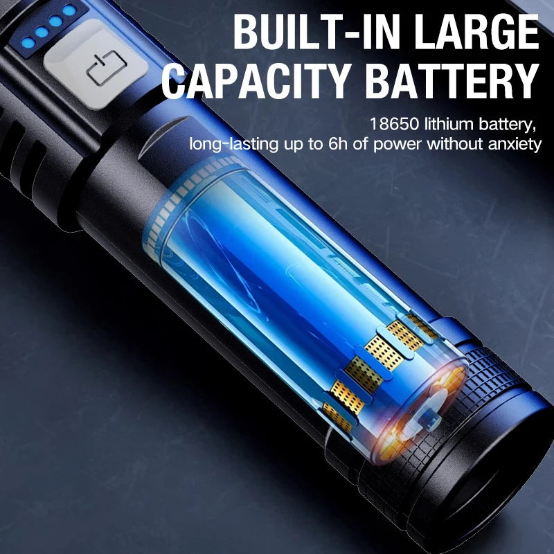Ultra strong light long-range rechargeable flashlight for outdoor patrol, spotlight zoom aurora cannon, large floodlight laser c 