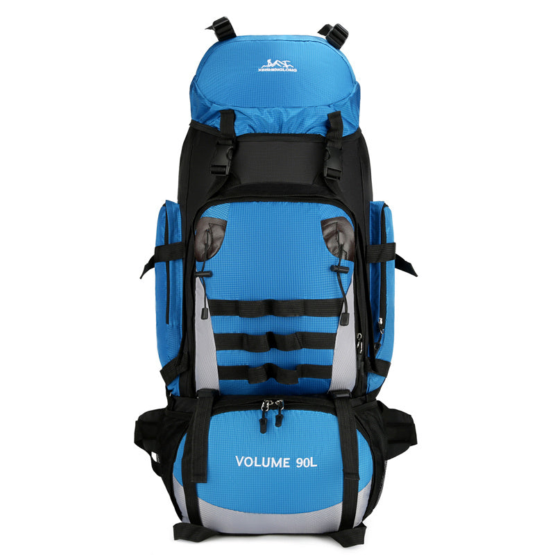 Large capacity 90L hiking backpack, waterproof and durable, with cotton padding 